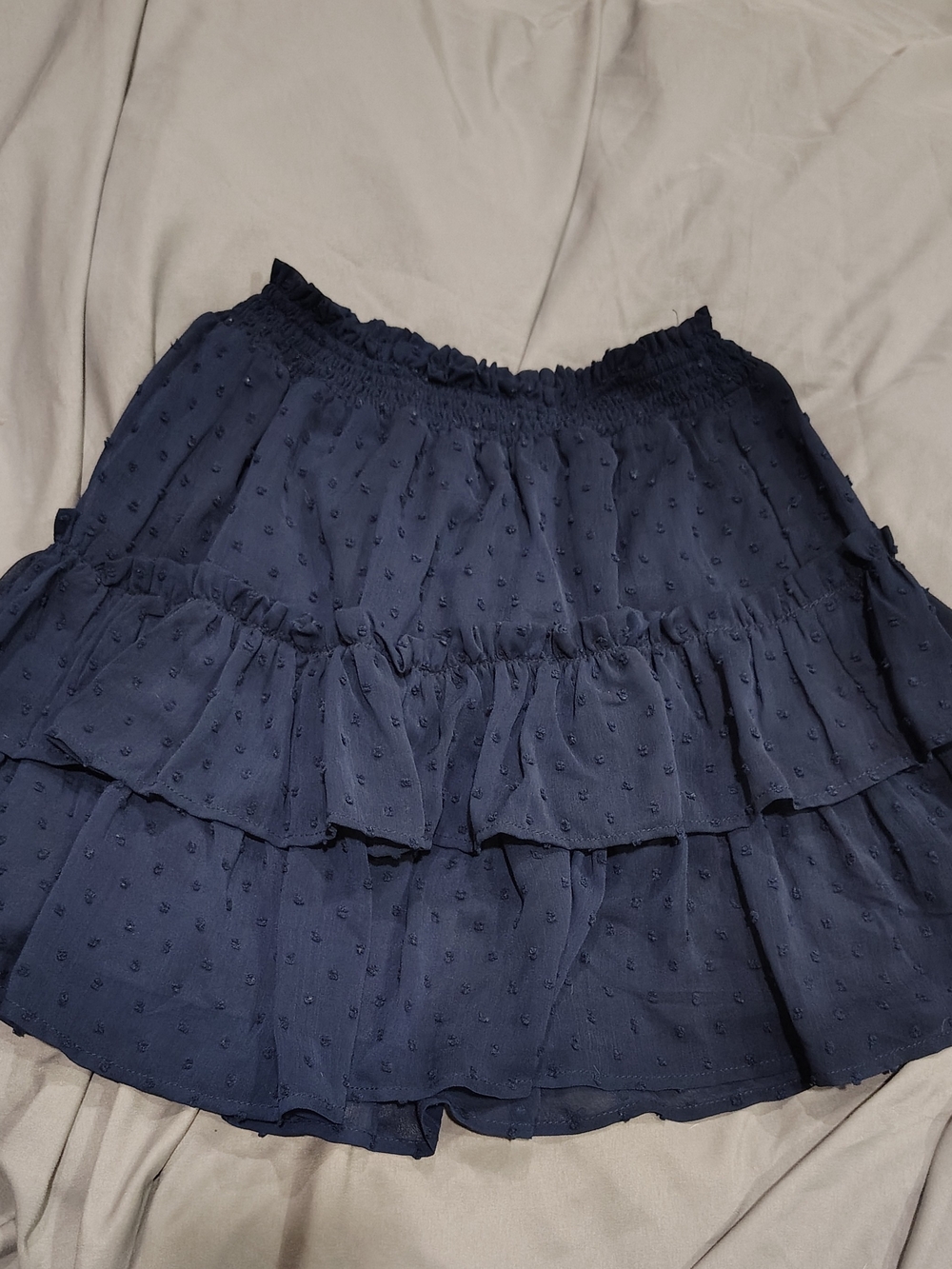 Aqua Navy Tiered Ruffle Mini Skirt